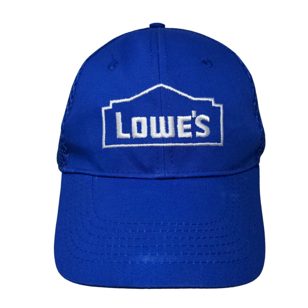 Lowe's Strapback Trucker Hat Blue One Size Adjustable Embroidered Mesh Back